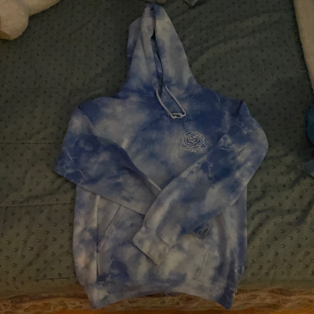lightly loved blue tie die obey hoodie